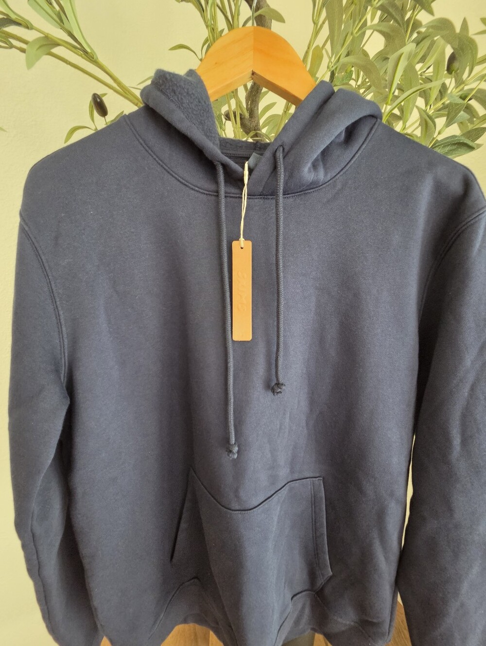 SKIMS Navy Blue Pullover Hoodie with Kangaroo Pocket